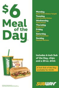 $6 Meal of the Day 01 Window Cling